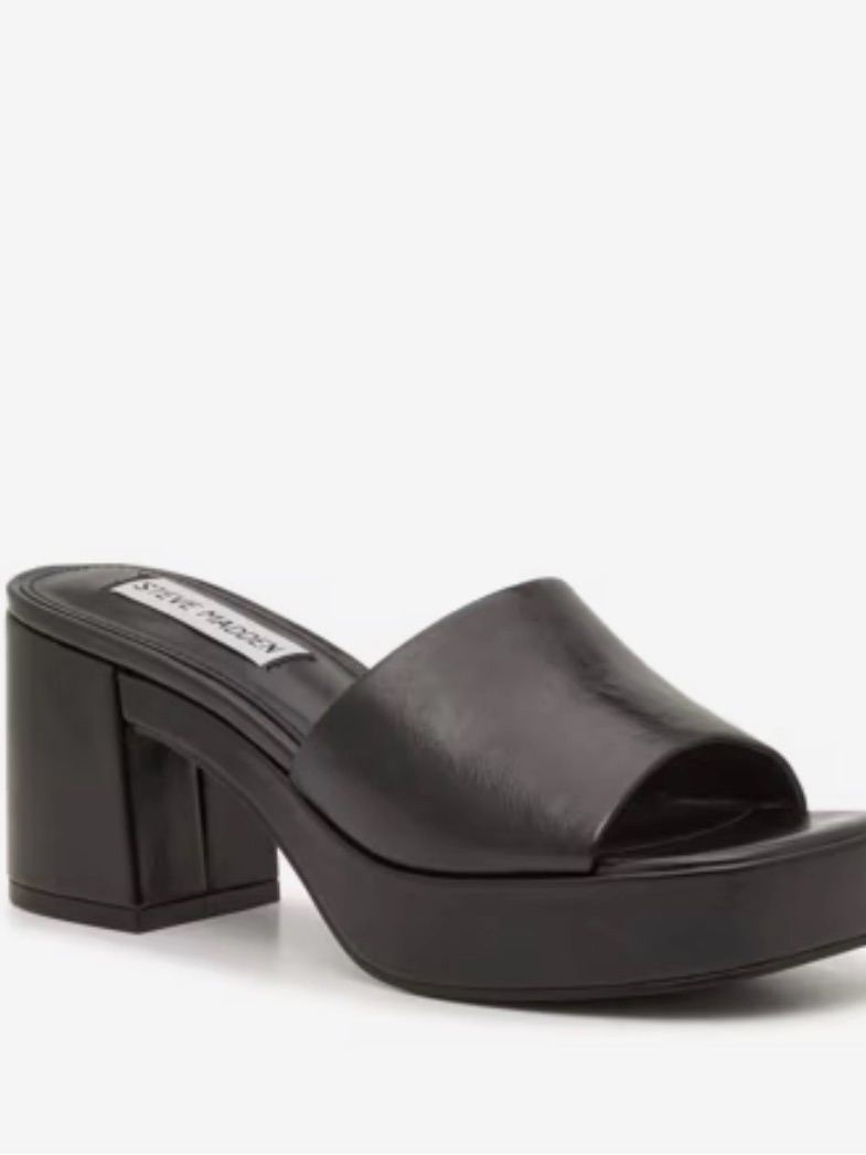 Steve Madden Black Leather Platform Slide Mule
